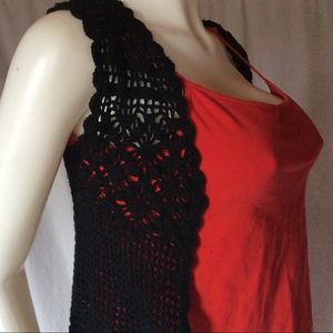 Vintage 1990’s crocheted vest bolero shrug Black